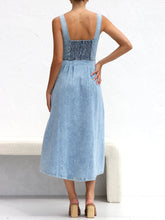 Load image into Gallery viewer, Sweetheart Neck Wide Strap Denim Dress
