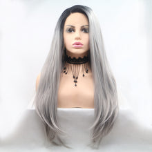 Carregar imagem no visualizador da galeria, 13*3&quot; Lace Front Wigs Synthetic Long Straight 24&quot; 130% Density
