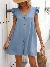 Carregar imagem no visualizador da galeria, Button Up V-Neck Cap Sleeve Mini Dress
