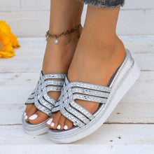 Load image into Gallery viewer, Rhinestone Open Toe Wedge Sandals
