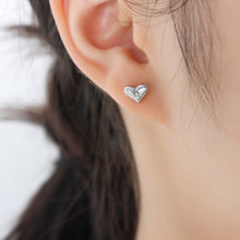 Load image into Gallery viewer, Titanium Steel Zircon Heart Stud Earrings
