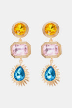 Carregar imagem no visualizador da galeria, Geometrical Shape Zinc Alloy Frame Glass Dangle Earrings
