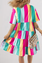 Load image into Gallery viewer, Color Block Half Sleeve Mini Dress
