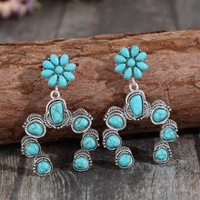 Carregar imagem no visualizador da galeria, Artificial Turquoise Alloy Dangle Earrings
