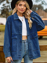 Carregar imagem no visualizador da galeria, Dropped Shoulder Denim Jacket with Pockets
