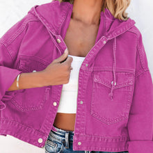 Carregar imagem no visualizador da galeria, Hooded Dropped Shoulder Denim Jacket
