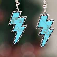 Carregar imagem no visualizador da galeria, Artificial Turquoise Lightning Dangle Earrings
