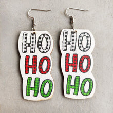 Load image into Gallery viewer, Christmas Themed Wood Dangle Earrings
