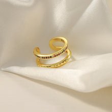 Carregar imagem no visualizador da galeria, Gold-Plated Czech Diamond Double-Layered Ring
