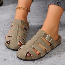 Carregar imagem no visualizador da galeria, Suede Round Toe Woven Sandals
