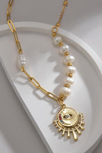 Carregar imagem no visualizador da galeria, Evil Eye Pendant Pearl Stainless Steel Necklace
