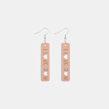 Load image into Gallery viewer, Heart Cutout Wooden Dangle Earrings
