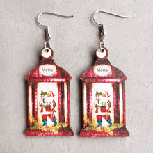 Carregar imagem no visualizador da galeria, Christmas Themed Wood Dangle Earrings
