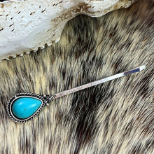 Carregar imagem no visualizador da galeria, Turquoise Alloy Hairpin
