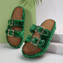 Carregar imagem no visualizador da galeria, Sequin Trim Open Toe Sandals
