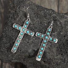 Carregar imagem no visualizador da galeria, Artificial Turquoise Cross Shape Earrings
