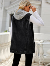 Carregar imagem no visualizador da galeria, Drawstring Pocketed Button Up Sleeveless Denim Jacket
