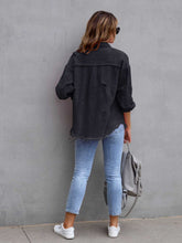 Carregar imagem no visualizador da galeria, Distressed Drop Shoulder Denim Jacket
