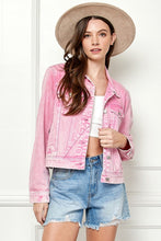 Load image into Gallery viewer, Veveret Button Up Cropped Denim Jacket
