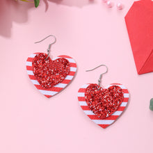 Carregar imagem no visualizador da galeria, PU Leather Iron Hook Sequin Heart Earrings
