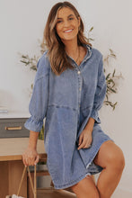 Carregar imagem no visualizador da galeria, Collared Neck Flounce Sleeve Denim Mini Dress
