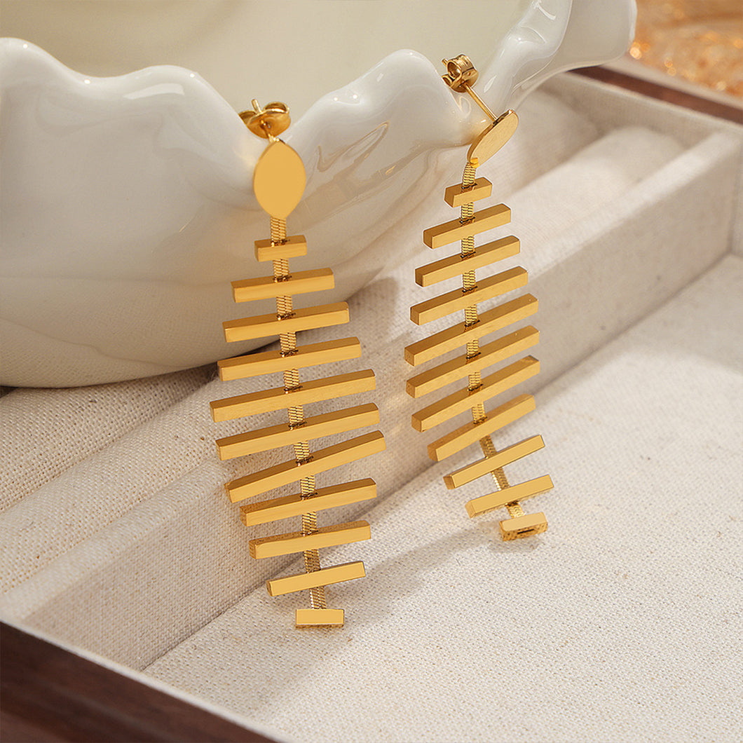 Titanium Steel Fishbone Shape Earrings