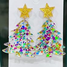 Carregar imagem no visualizador da galeria, Christmas Tree Acrylic Dangle Earrings
