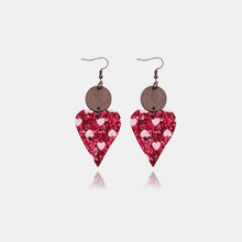 Load image into Gallery viewer, PU Leather Iron Hook Sequin Heart Earrings
