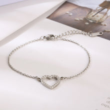 Load image into Gallery viewer, Inlaid Zircon Stainless Steel Heart Bracelet
