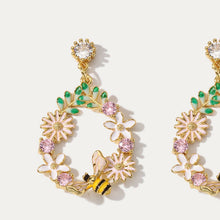 Load image into Gallery viewer, Wreath Shape Zircon Gold-Plated Earrings
