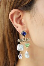 Load image into Gallery viewer, Glass Stone Synthetic Pearl Dangle Earrings
