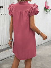 Load image into Gallery viewer, Ruffled Notched Cap Sleeve Mini Dress
