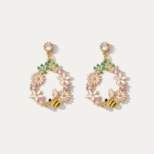 Load image into Gallery viewer, Wreath Shape Zircon Gold-Plated Earrings
