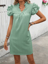 Load image into Gallery viewer, Ruffled Notched Cap Sleeve Mini Dress
