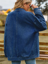 Carregar imagem no visualizador da galeria, Dropped Shoulder Denim Jacket with Pockets
