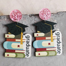 Carregar imagem no visualizador da galeria, School Theme Wooden Dangle Earrings
