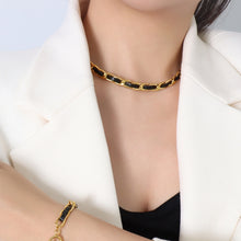 Carregar imagem no visualizador da galeria, 18K Gold-Plated Leather Chain Necklace
