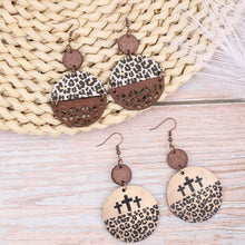 Load image into Gallery viewer, Wooden Cutout Leopard Dangle Earrings
