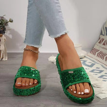 Carregar imagem no visualizador da galeria, Sequin Trim Open Toe Sandals
