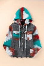 Carregar imagem no visualizador da galeria, Drawstring Hooded Pocketed Denim Jacket
