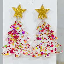 Carregar imagem no visualizador da galeria, Christmas Tree Acrylic Dangle Earrings
