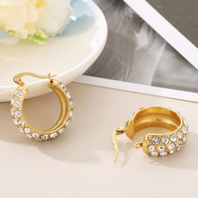 Carregar imagem no visualizador da galeria, Titanium Steel Rhinestone Hoop Earrings
