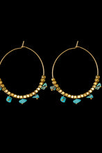 Load image into Gallery viewer, Turquoise Stainless Steel Hoop Earrings
