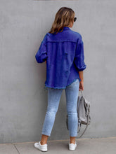 Carregar imagem no visualizador da galeria, Distressed Drop Shoulder Denim Jacket
