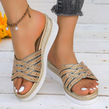 Carregar imagem no visualizador da galeria, Rhinestone Open Toe Wedge Sandals
