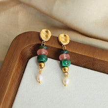 Carregar imagem no visualizador da galeria, Natural Stone Freshwater Pearl Dangle Earrings
