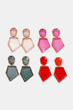 Carregar imagem no visualizador da galeria, Geometrical Shape Zinc Alloy Frame Resin Dangle Earrings
