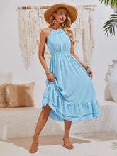 Load image into Gallery viewer, Ruffled Round Neck Sleeveless Dress
