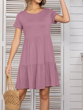 Carregar imagem no visualizador da galeria, Round Neck Short Sleeve Mini Tee Dress
