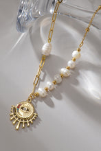 Load image into Gallery viewer, Evil Eye Pendant Pearl Stainless Steel Necklace
